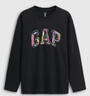 GAP男女裝2025秋季新款logo涂鴉印花純棉寬松長(cháng)袖T恤上衣787426 黑色 L (175/96A) 亞洲尺碼 曬單實(shí)拍圖