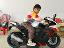 貝多奇（BEIDUOQI）兒童大號(hào)摩托電動(dòng)車小孩可坐雙人電動(dòng)摩托車大人帶寶寶玩具摩托車 頂配+白色+皮座+12V12A超威電瓶 曬單實(shí)拍圖