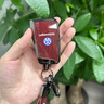 沃霆適用大眾鑰匙套探岳途觀(guān)L朗逸速騰cc帕薩特木紋合金殼鑰匙包套扣 B款-桃木紅【皮繩扣】 曬單實(shí)拍圖