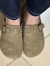 新款內增高5CM松果勃肯鞋女2025秋冬季復古厚底一腳蹬外穿包頭拖 卡其色 35 曬單實(shí)拍圖
