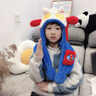 諄梧兒童帽子圍巾一體帽冬季耳朵會動男童圍脖毛絨帽保暖護耳包頭帽 【賽羅藍】帽子圍巾一體/耳朵會動 適合頭圍48-54CM丨2-10歲兒童 曬單實拍圖