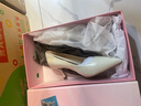 73Hours劉亦菲同款女鞋Brittany25新款通勤尖頭職業(yè)細高跟鞋淺口單鞋女 空氣棉-亮面牛皮-米白-6.5cm 33 曬單實(shí)拍圖