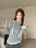 允橘長(cháng)袖t恤女半高領(lǐng)打底衫內搭可外穿洋氣上衣2026年春秋季新款修身 蝴蝶結系帶撞色長(cháng)袖t恤 M 建議95-105斤 曬單實(shí)拍圖