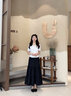 BLUE ERDOS半身裙女春夏優(yōu)雅度假風(fēng)垂感蛋糕長(zhǎng)裙開(kāi)叉半裙 黑 160/64A/S 曬單實(shí)拍圖
