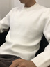 PRIDEME深冬季加絨加厚保暖一體絨圓領(lǐng)白色毛衣男長(cháng)袖修身套頭針織衫男士 LDK2119-白色 XL 【體重建議：130-150斤】 曬單實(shí)拍圖