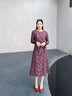 顏域長(cháng)袖獨特收腰連衣裙女2025冬季新款輕熟風(fēng)印花顯瘦設計感長(cháng)裙 紅花 S 曬單實(shí)拍圖