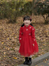 巴拉巴拉童裝女童連衣裙兒童裙子針織網(wǎng)紗2025款春冬裝新中式公主裙拜年服 中國(guó)紅60611 100 曬單實(shí)拍圖