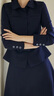 ROEYSHOUSE 羅衣知性純色套裝女秋冬新款通勤修身外套半身裙兩件套07257 深藍色 M 曬單實(shí)拍圖