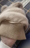 目丸兒童毛線針織帽女童男孩秋冬圍脖一體連帽寶寶防風(fēng)護(hù)耳保暖套頭帽 白色 曬單實(shí)拍圖