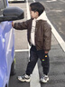 G.DUCKKIDS小黃鴨男童外套春秋2025新款兒童皮衣夾克衛衣兩件套寶寶帥氣衣服 棕色 90 建議1~2歲【 80-90cm】cm 曬單實(shí)拍圖