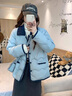 妍莉芬（yanlifen）小香風(fēng)羽絨棉服女裝2025冬季短外套女2025年新復古棉衣羽棉襖絨服 藍色 L 曬單實(shí)拍圖