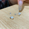 中國黃金（CHINA GOLD）990足銀蝴蝶結珍珠耳釘女款養耳洞時(shí)尚耳飾結婚生日禮物女送女友 蝴蝶結耳釘【S990足銀】 曬單實(shí)拍圖