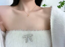 心言心語十二生肖鉆石項鏈女和田玉吊墜黃金色鎖骨鏈本命年禮物送女友長輩 和田玉鉆石項鏈-未羊+品牌禮盒 曬單實拍圖
