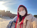 云見森知時尚手工編織流蘇球球毛線帽子女保暖護耳綁帶針織帽大頭圍套頭帽 紅色 均碼 曬單實拍圖
