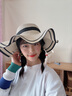北極絨帽子女式草帽夏季大沿帽子波浪邊蝴蝶結草帽女士沙灘遮陽(yáng)大沿帽米色 曬單實(shí)拍圖