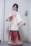 九能過(guò)年漢服女童冬款中國(guó)風(fēng)古裝馬面裙兒童唐裝加厚寶寶拜年服套裝 粉白加絨大衣+加絨馬面裙 130 曬單實(shí)拍圖