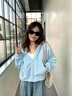 FSHE連帽女士衛(wèi)衣春秋2025年新款加厚潮流美式潮流衛(wèi)衣外套女秋季女裝 淺藍(lán)色00薄絨百搭 S 60-85斤【正版品質(zhì)】 曬單實(shí)拍圖