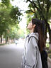 燦圖灰色衛(wèi)衣女生秋季連帽寬松休閑運動上衣韓版潮流百搭開衫加厚外套 灰色 M 曬單實拍圖