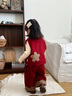 班喜迪女童秋冬套裝2025新款兒童新年衣服過(guò)年服拜年服冬季寶寶周歲禮服 紅色 100 曬單實(shí)拍圖