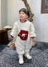 班喜迪嬰兒衣服冬裝嬰幼兒連體衣過年拜年服寶寶喜慶新年禮服外出服冬季 米色 90cm 曬單實(shí)拍圖
