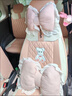 汽車(chē)坐墊車(chē)載頭枕護頸枕車(chē)內靠枕創(chuàng  )意蕾絲車(chē)載座椅枕四季通用坐墊 粉白垂耳兔腰枕6+1（蕾絲蝶形 四季通用 曬單實(shí)拍圖