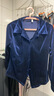 皮爾卡丹（pierre cardin）藏藍色絲絨修身翻領(lǐng)長(cháng)袖襯衫女2025新款深秋初冬穿搭獨特絕美上衣 藍色 S 曬單實(shí)拍圖