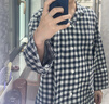 無(wú)印良品（MUJI）[自營(yíng)限定款]男士無(wú)側縫 雙層紗織睡衣 軟棉棉內衣 藏青色格紋 XL 曬單實(shí)拍圖