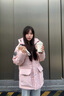 波司登（BOSIDENG）25新款極寒羽絨服女短款90鵝絨收腰顯瘦連帽保暖外套B250242302 冰穹提花粉9EC3 XS 155/80A 體重約100斤以?xún)?曬單實(shí)拍圖