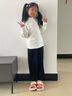笛莎童裝女童長(cháng)袖t恤2024春秋新款兒童舒適休閑長(cháng)袖上衣 米白 130 曬單實(shí)拍圖