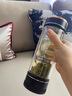 伯莎丹頓雙層玻璃杯水杯男士茶水分離泡茶杯個(gè)人專(zhuān)用高檔杯子定制禮物禮品 玄墨黑（基礎款）  360ml 曬單實(shí)拍圖