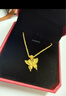 周大福 小版金絲羽蝶蝴蝶黃金吊墜(工費380)約2.65g EOF1374 曬單實(shí)拍圖
