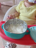 貝兒欣新生嬰兒自主進(jìn)食練習兒童餐具輔食勺子寶寶勺子學(xué)吃飯訓練硅膠勺 【316L不銹鋼內膽】綠色可注水碗（400ml） 曬單實(shí)拍圖