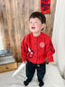 波步（BORBOON B）男童針織衫紅色加厚2026新年拜年秋冬毛衣男寶寶衣服嬰兒冬裝開(kāi)衫 【紅色】6768 90 曬單實(shí)拍圖