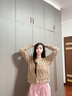 嫻妃小香風針織開衫長袖毛衣女2023春季新款百搭氣質小眾設計感上衣潮 卡其色 M 80-100斤 曬單實拍圖