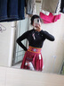 勤度藏族服裝女演出服舞蹈演出全套子半身上衣演出服藏舞舞蹈服 整套紅色上衣+藏藍子 XL 曬單實(shí)拍圖