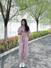 衣典零一（LEDIALYI）連體褲子女夏季2025年新款氣質(zhì)套裝高級感夏天時(shí)尚薄款顯瘦工裝褲 粉色 S （建議96-110斤） 曬單實(shí)拍圖