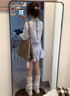 冶芷2025新款學(xué)院風(fēng)藍色襯衫連衣裙子女早秋季氣質(zhì)收腰百褶短裙 甜美條紋百褶短裙藍色 S 曬單實(shí)拍圖