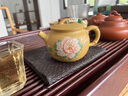 龍美佳宜興紫砂壺泡茶壺手工茶壺黃金段饒青泥繪牡丹竹段150cc實(shí)用禮品 曬單實(shí)拍圖