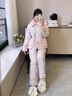 嬌彩夢(mèng)冬季睡衣女三層夾棉加厚加絨保暖青年女士純棉家居服套裝 桃桃滿(mǎn)枝（灰色底） 三層夾棉加厚 L (身高160-170cm，體重105-125斤) 曬單實(shí)拍圖