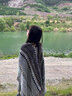 民族風(fēng)西藏旅游穿搭斗篷外套披肩春裝圍巾女云南外搭加厚毯子披風(fēng) 深灰 曬單實(shí)拍圖