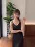 貓惑冰絲睡衣女士高級感性感加長(cháng)吊帶睡裙結婚新娘羽毛家居服禮盒套裝 黑色【單裙+外袍】 L 【適合95-115斤】 曬單實(shí)拍圖