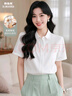 韓曼柯（HANMANKE）白色襯衫女夏季短袖單上衣免燙抗皺日常通勤透氣休閑職業(yè)女裝襯衣 曬單實(shí)拍圖