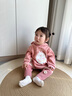 幼歌（YOUGE）嬰幼兒寬松小兔印花連帽兔耳朵加絨衛衣綿軟舒適打底褲 桃粉色上衣 80 cm 曬單實(shí)拍圖