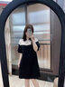clotho Rennie品牌女裝小個(gè)子短袖連衣裙女2025夏季新款翻領(lǐng)拼接撞色寬松顯瘦裙 黑色 M 曬單實(shí)拍圖