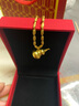 中國黃金（CHINA GOLD）葫蘆黃金吊墜男女款福祿足金項鏈編繩掛墜新年節生日禮物送男女友 【今/次日達】葫蘆項鏈【棕繩】約1.1g 曬單實(shí)拍圖