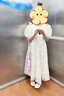 ELLE KIDS法式重工花朵珠片泡泡袖夏季新款女童生日party公主連衣裙 米白色 150 曬單實拍圖