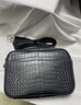 歐迪鳥(niǎo)（ODYBIRD）品牌啞光斜挎包新款真皮男包奢侈大容量進(jìn)口鱷魚(yú)皮單肩包男多功能 黑色 禮盒裝 27cm*5cm*18cm 曬單實(shí)拍圖