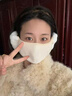 KINGXIAOJING德國口罩冬天防風(fēng)防寒保暖耳罩女冬季加絨護耳二合一面罩面紗耳套 米白色【主圖色】 曬單實(shí)拍圖
