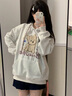 妙奕嘉連帽衛衣女春秋季新款潮流外套女士高級感長袖t恤上衣女生帽衫 慵懶毛絨小狗連帽衛衣【白灰色】 M 【建議98斤內】 曬單實拍圖