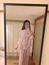 一米畫紗yimihuasha母親節(jié)禮物送媽媽女士睡衣冰絲帶胸墊家居服本命年套裝 酒紅(胸墊款) L碼【推薦100斤-120斤】 曬單實拍圖